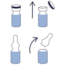 Illustration Retirez le capuchon ou Cassez l'ampoule
