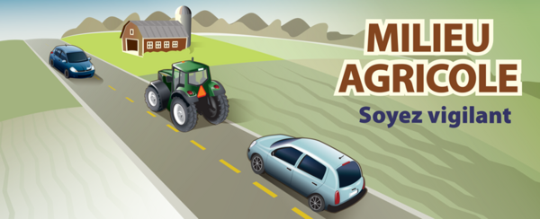 Panneau « Milieu agricole, soyez vigilant » Visuel du panneau de sensibilisation « Milieu agricole, soyez vigilant » disponible pour téléchargement par les municipalités.