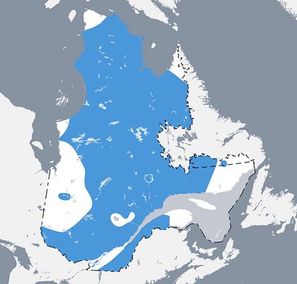 Carte qui situe l’aire de répartition du touladi au Québec.