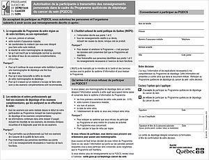 Autorisation de la participante à transmettre des renseignements personnels dans le cadre du PQDCS Autorisation de la participante à transmettre des renseignements personnels dans le cadre du PQDCS