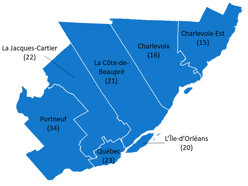 Carte de la Capitale-Nationale en 2022