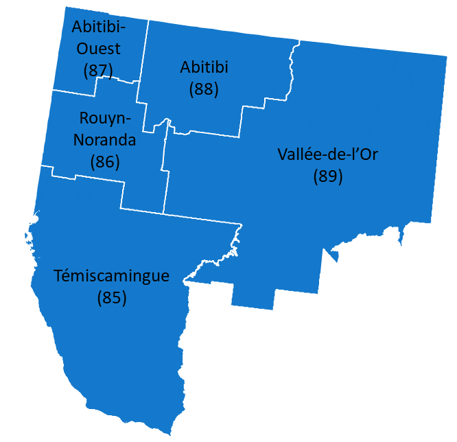 Carte de l'Abitibi-Témiscamingue en 2022