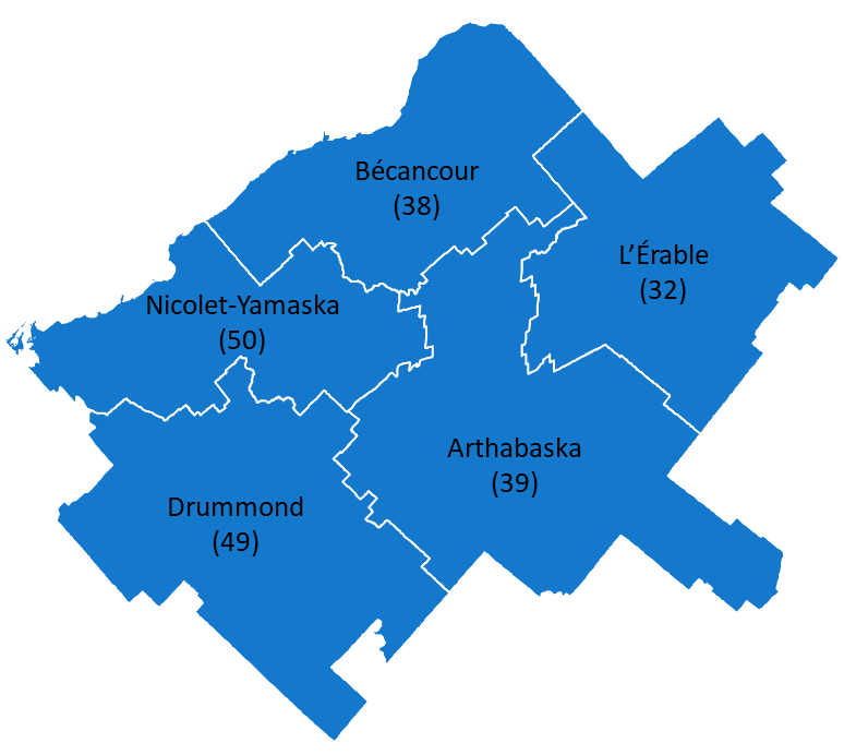 Carte du Centre-du-Québec en 2022