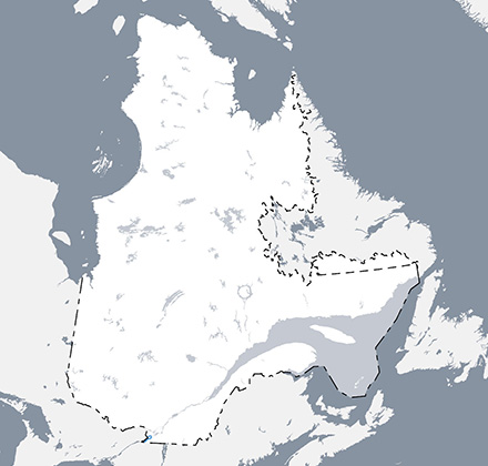 Carte qui situe l’aire de répartition du gobie à nez tubulaire au Québec.