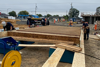 Vue pendant les travaux de l'hôtel