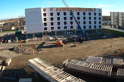 Vue pendant les travaux de l'hôtel