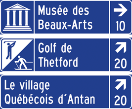 Panneaux de couleur bleu (équipements touristiques privés) Panneaux de couleur bleu (équipements touristiques privés)